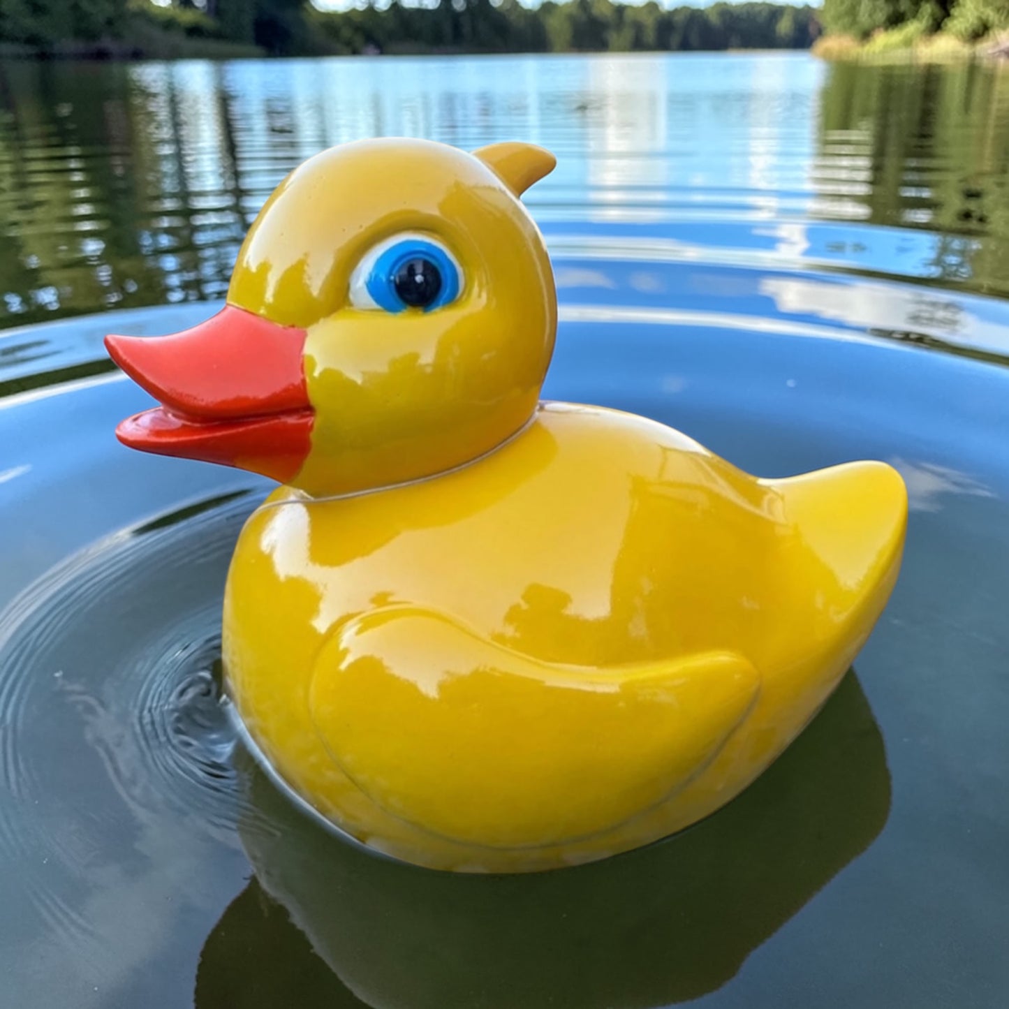 Yellow Resin Duck Ornament – Cheerful Decorative Animal Figure