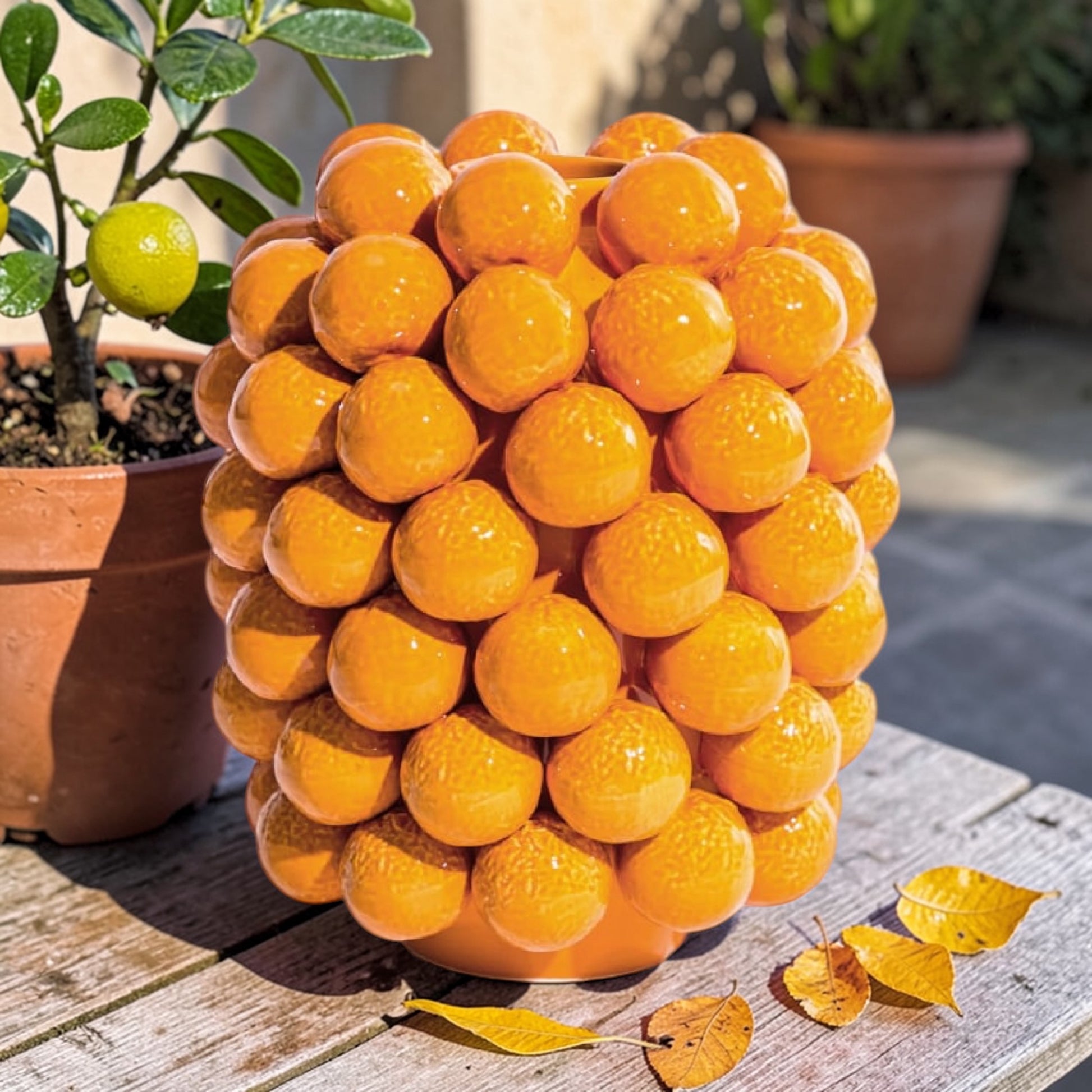 Ceramic Orange Vase – Unique Decorative Fruit-Inspired Vase | Sign of the times Stoke