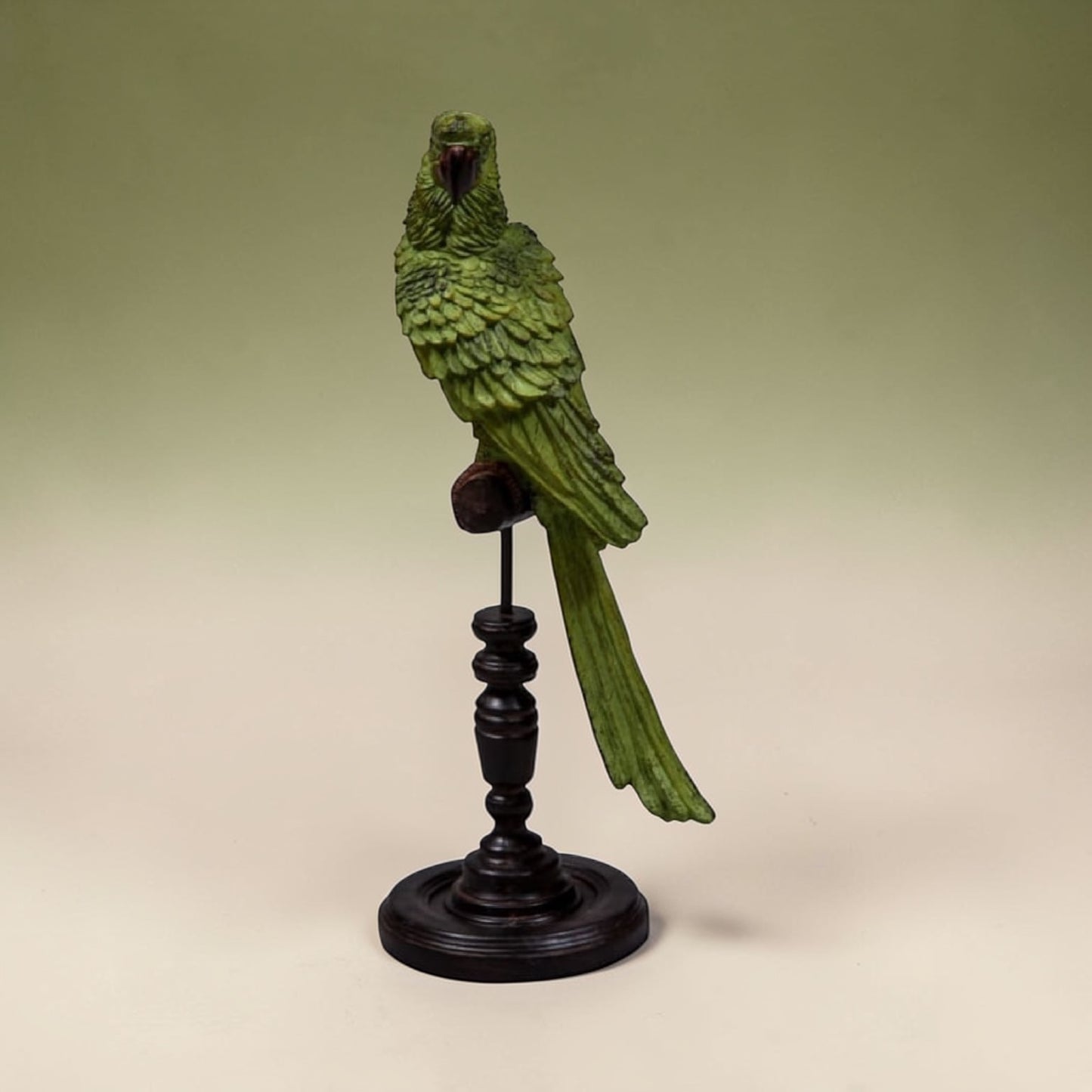 Green Parrot on Perch Figure – Exotic Tropical Bird Decor | Sign of the times Stoke