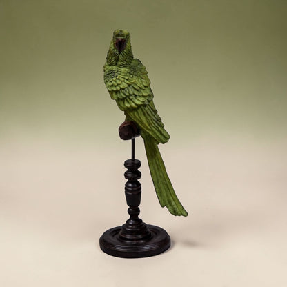 Green Parrot on Perch Figure – Exotic Tropical Bird Decor | Sign of the times Stoke