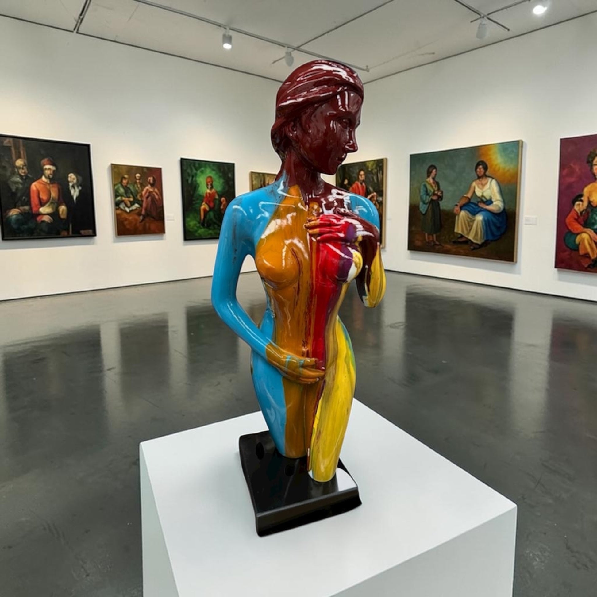 Colourful Sculpture of Lady – Vibrant Modern Decorative Figure | Sign of the times Stoke