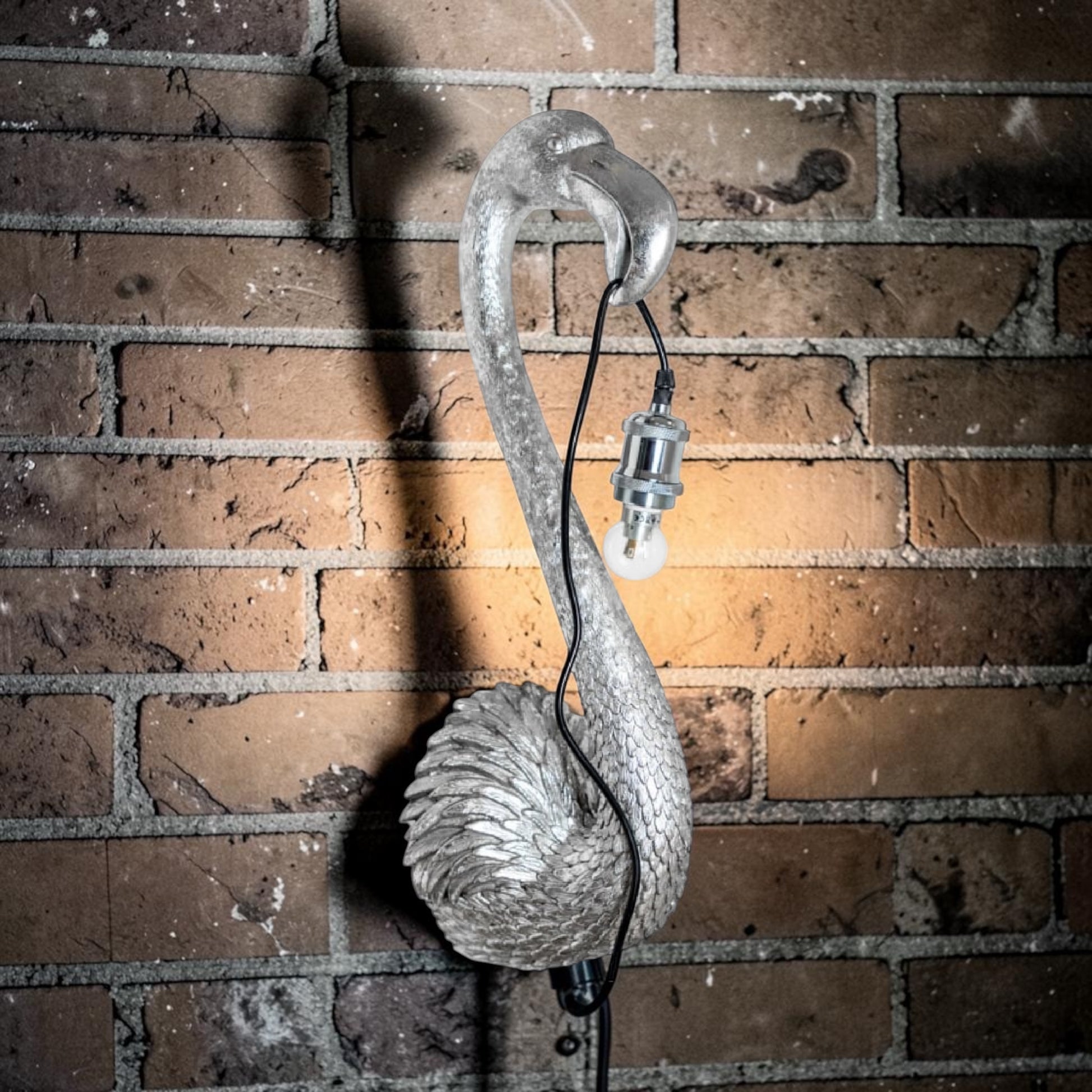 Silver Flamingo Head Wall Lamp - Elegant and Unique Wall Decor | Sign of the times Stoke