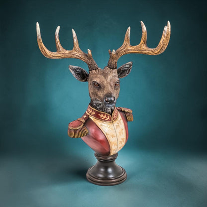 Gentry Stag Bust on round  Base - Regal Resin Sculpture