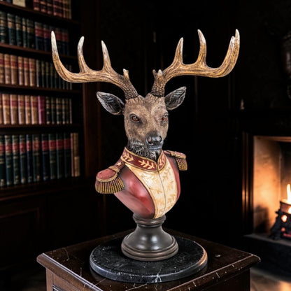 Gentry Stag Bust on round  Base - Regal Resin Sculpture