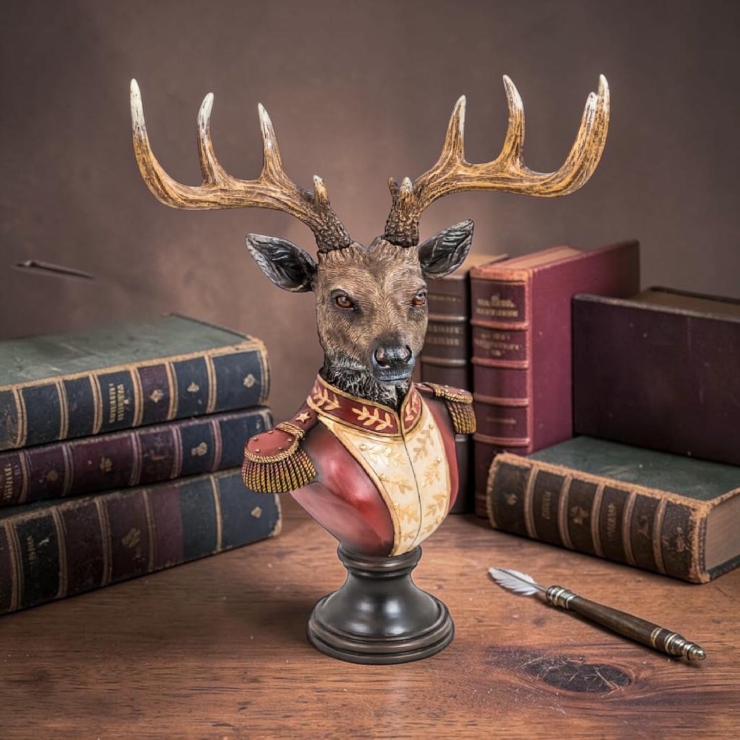 Gentry Stag Bust on round  Base - Regal Resin Sculpture