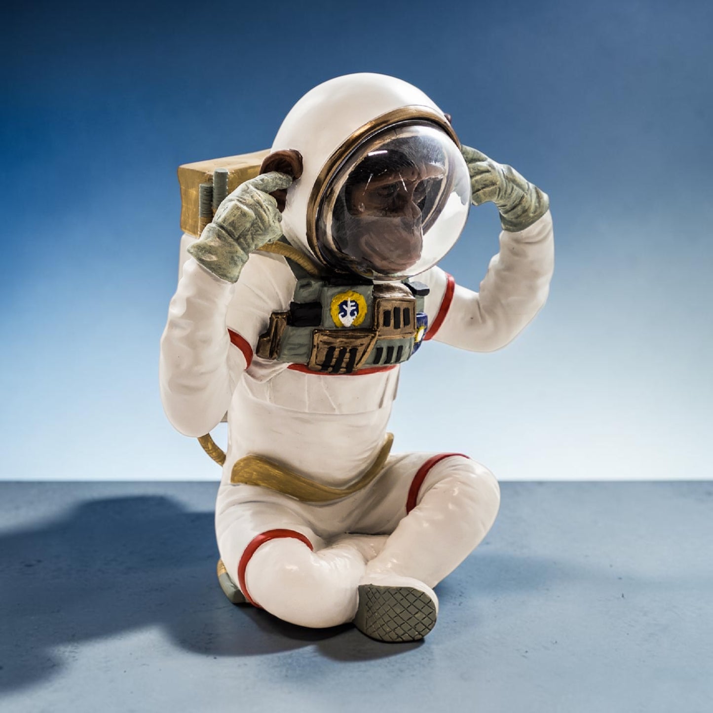 Monkey Astronaut "Hear No Evil" - Quirky Resin Figurine
