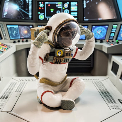 Monkey Astronaut "Hear No Evil" - Quirky Resin Figurine