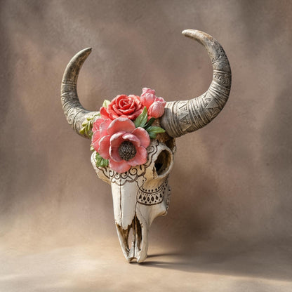 Ram Skull with Flowers – Hand-Painted Statement Wall Décor