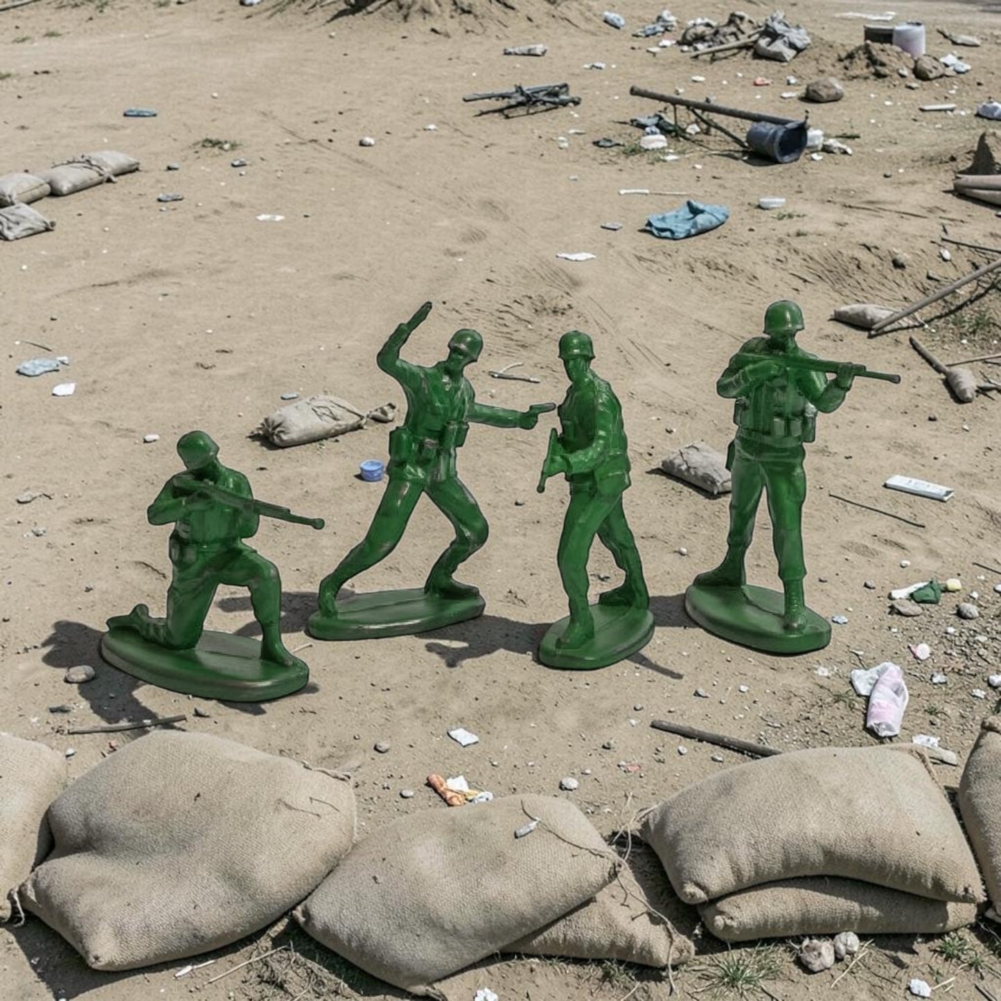 Classic Green Toy Soldiers (Set of 4) – Retro Decorative Figures