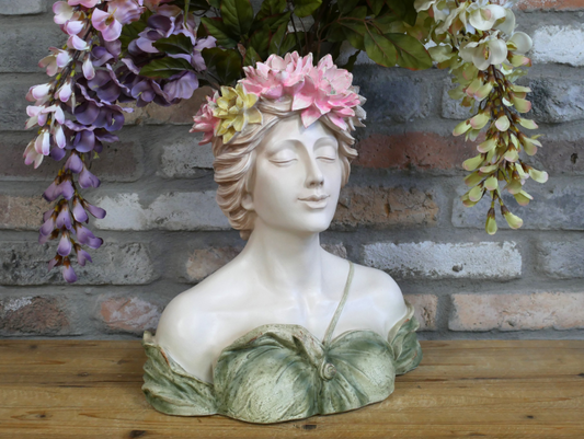 Lady Head Planter - Elegant Resin Planter with Floral Hair Design | Sign of the times Stoke