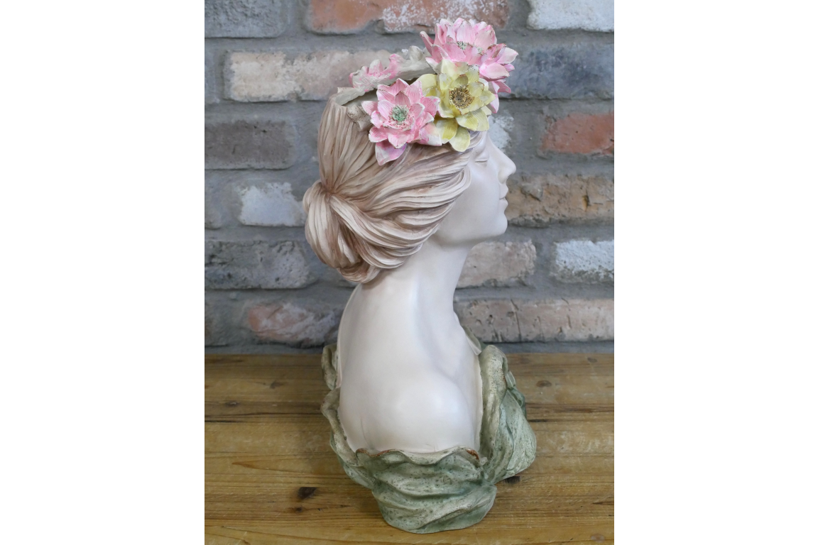 Lady Head Planter - Elegant Resin Planter with Floral Hair Design | Sign of the times Stoke