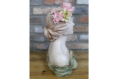 Lady Head Planter - Elegant Resin Planter with Floral Hair Design | Sign of the times Stoke