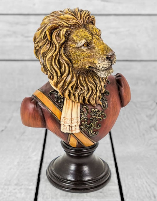 Gentry Lion Bust on Round Base – Elegant Regal Home Decor