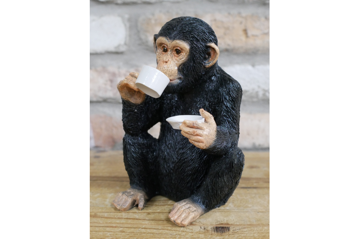 Cup of Tea Monkey - Adorable Resin Monkey Figurine | Sign of the times Stoke