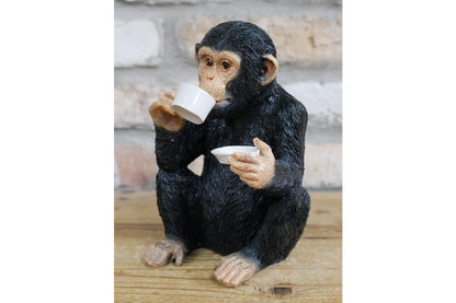 Cup of Tea Monkey - Adorable Resin Monkey Figurine | Sign of the times Stoke