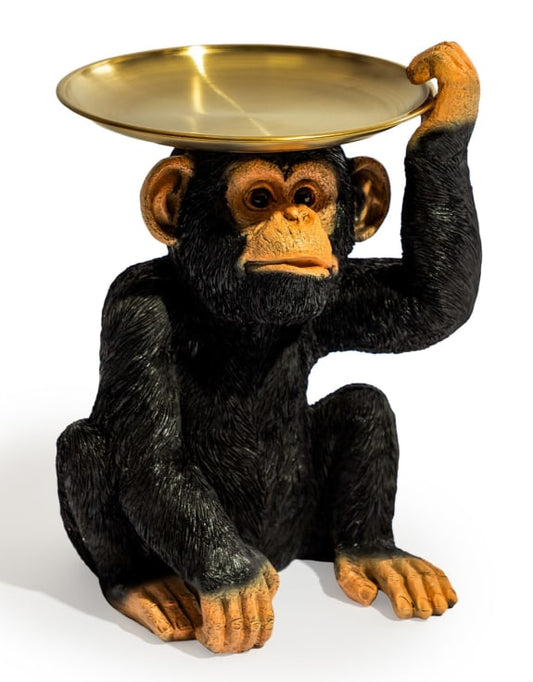 Monkey Holding Gold Tray – Playful & Functional Decorative Table Piece