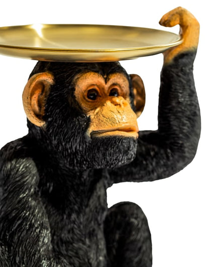 Monkey Holding Gold Tray – Playful & Functional Decorative Table Piece