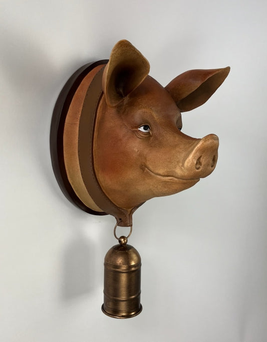 Large Resin Pig Wall Head with Bell - Unique Garden & Home Decor | Sign of the times Stoke