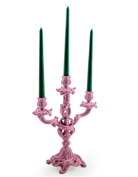 Pink Flock Candle Holder – Bold Velvet-Feel Statement Decor