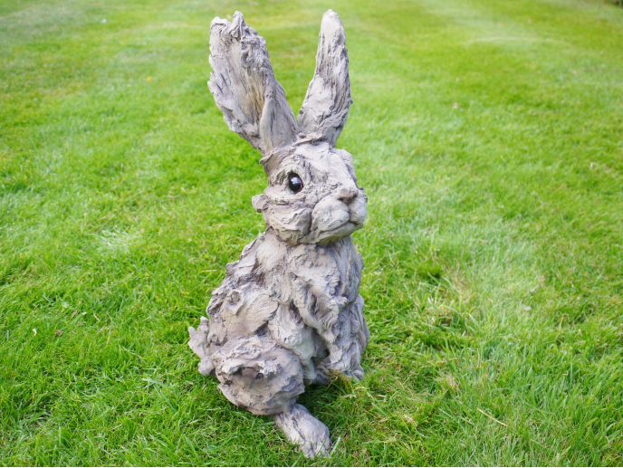 Rustic Rabbit Resin Sculpture – Wood-Look – Sign of the times Stoke