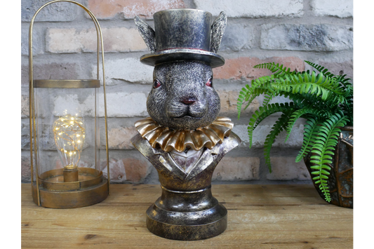 Charming Rabbit Bust with Top Hat – Detailed Resin Sculpture