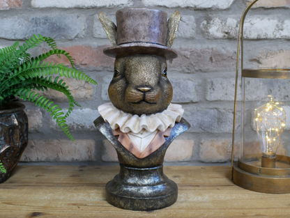 Charming Rabbit Bust with Top Hat – Detailed Resin Sculpture | Sign of the times Stoke