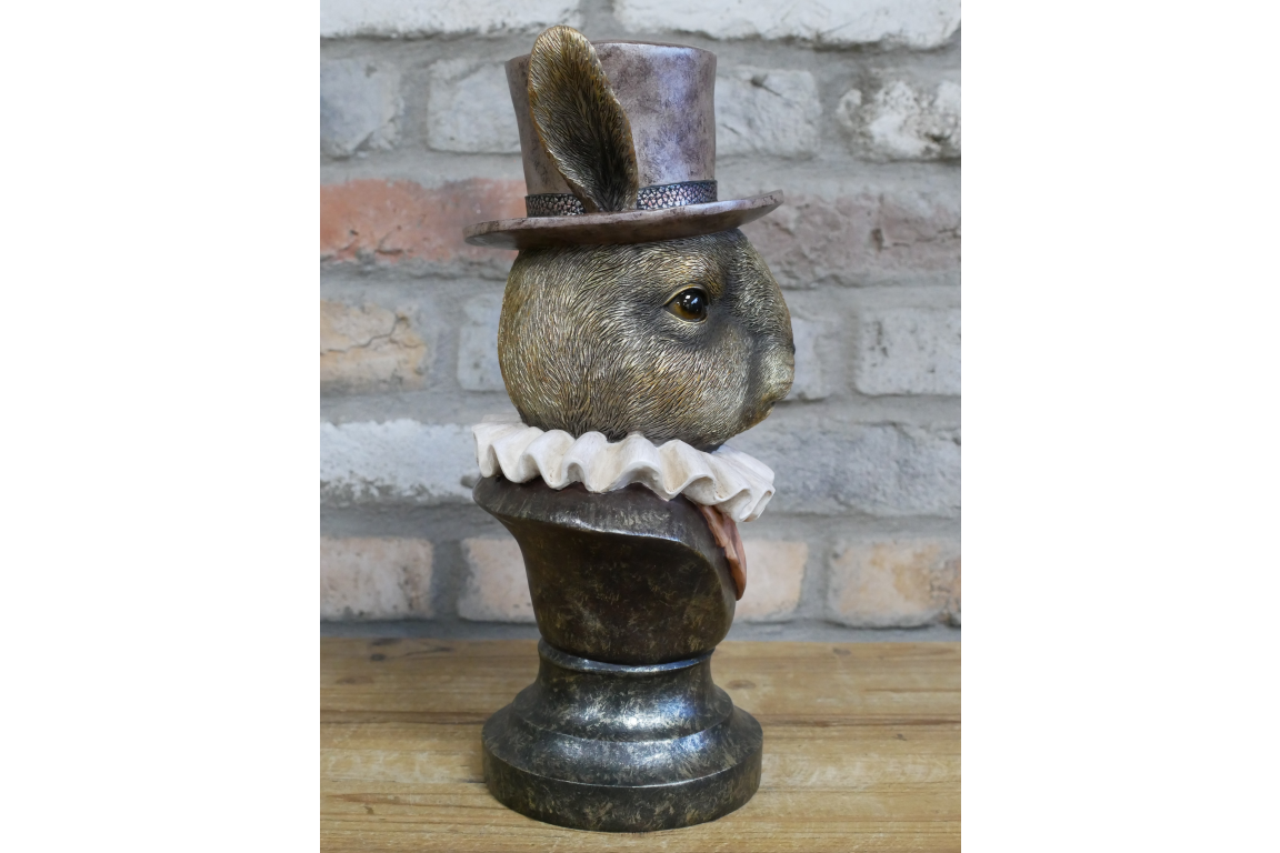 Charming Rabbit Bust with Top Hat – Detailed Resin Sculpture | Sign of the times Stoke