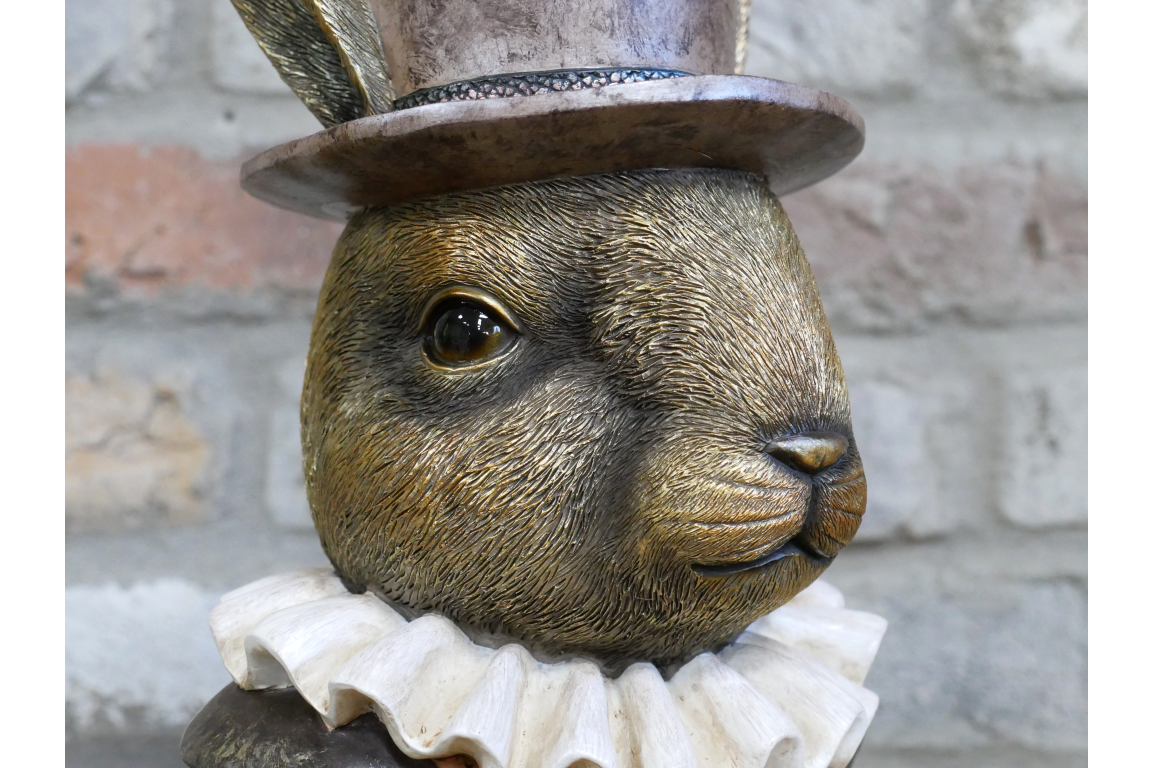 Charming Rabbit Bust with Top Hat – Detailed Resin Sculpture | Sign of the times Stoke