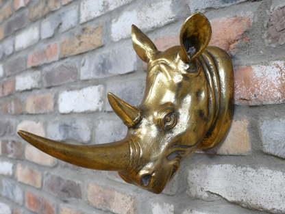 Gold Rhino Wall Mount - Small Resin Rhino Head Decor | Sign of the times Stoke