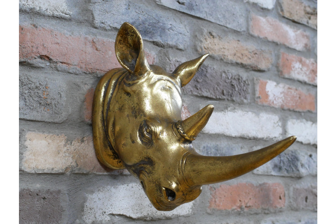 Gold Rhino Wall Mount - Small Resin Rhino Head Decor | Sign of the times Stoke