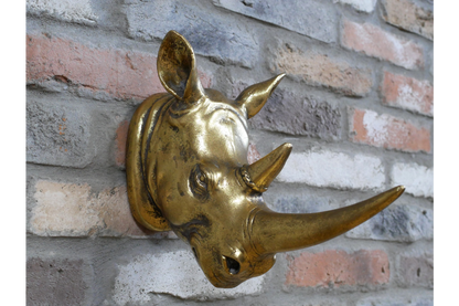 Gold Rhino Wall Mount - Small Resin Rhino Head Decor | Sign of the times Stoke