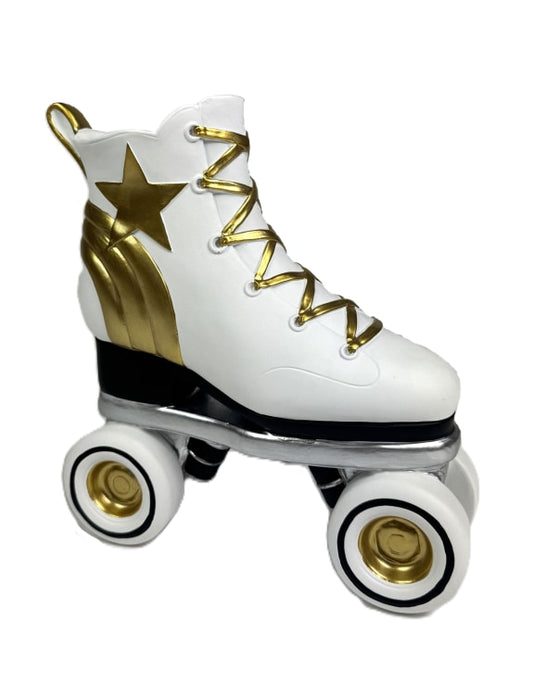 Retro Roller Skate Vase – White, Gold & Black Statement Décor