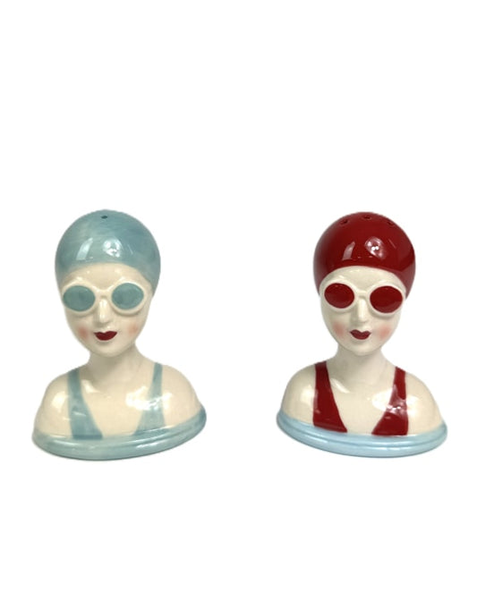 Set of Ceramic Beach Swimmers Salt & Pepper Shakers – Coastal Tableware