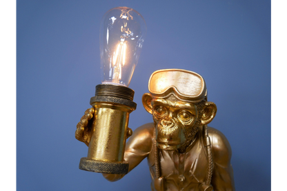 Scuba Diving Monkey Lamp - Quirky Gold Battery Operated Light | Sign of the times Stoke