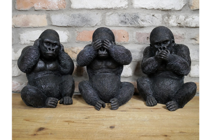 Set of 3 Gorilla Ornaments – See No Evil, Speak No Evil, Hear No Evil | Sign of the times Stoke