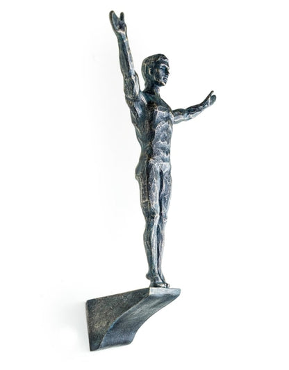 Set of 3 Antique Bronze Rock Climbing Men Figures | Bold Wall Sculpture Trio