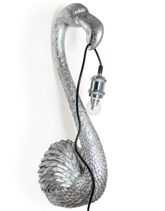 Silver Flamingo Head Wall Lamp - Elegant and Unique Wall Decor | Sign of the times Stoke