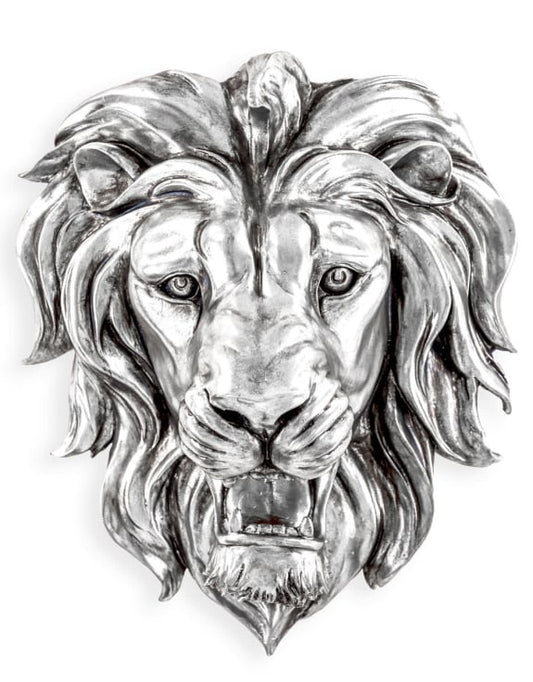 Stunning Silver Lion Wall Mount - Regal Resin Sculpture for Home & Garden | Sign of the times Stoke