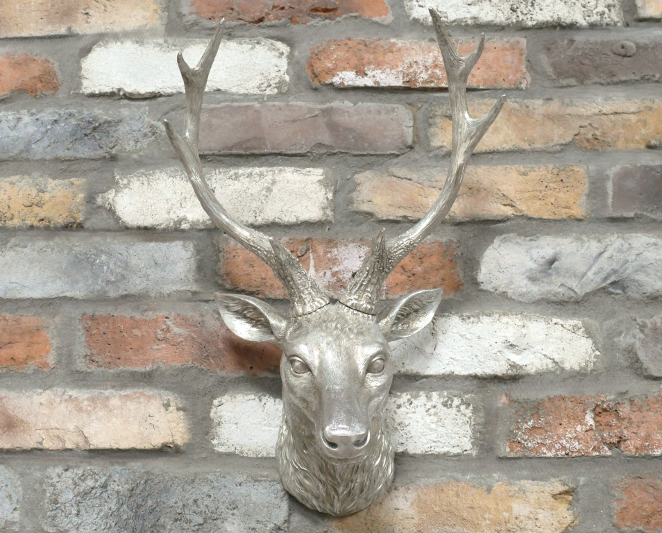 Silver Stag Head – Elegant Animal Wall Mount Decor