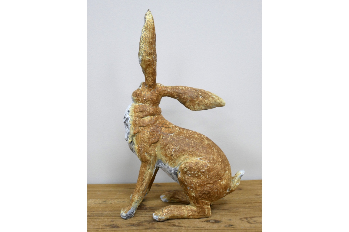 Sitting Hare Sculpture – Delightful Resin Hare Ornament