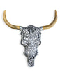 Silver Bison Skull Wall Mount - Antique Aluminium and Wood Tribal Decor | Sign of the times Stoke