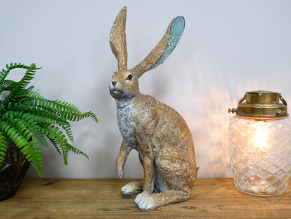 Small Sitting Hare Sculpture – Delightful Resin Hare Ornament