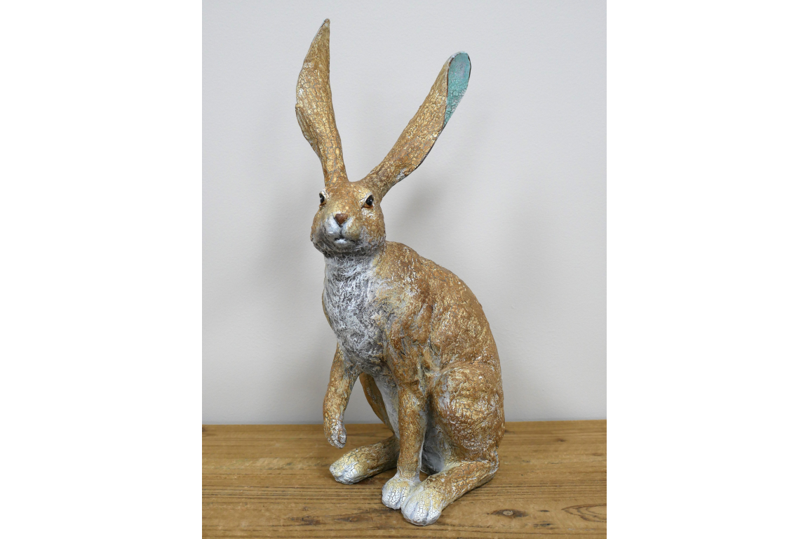 Small Sitting Hare Sculpture – Delightful Resin Hare Ornament