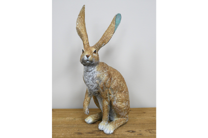 Small Sitting Hare Sculpture – Delightful Resin Hare Ornament