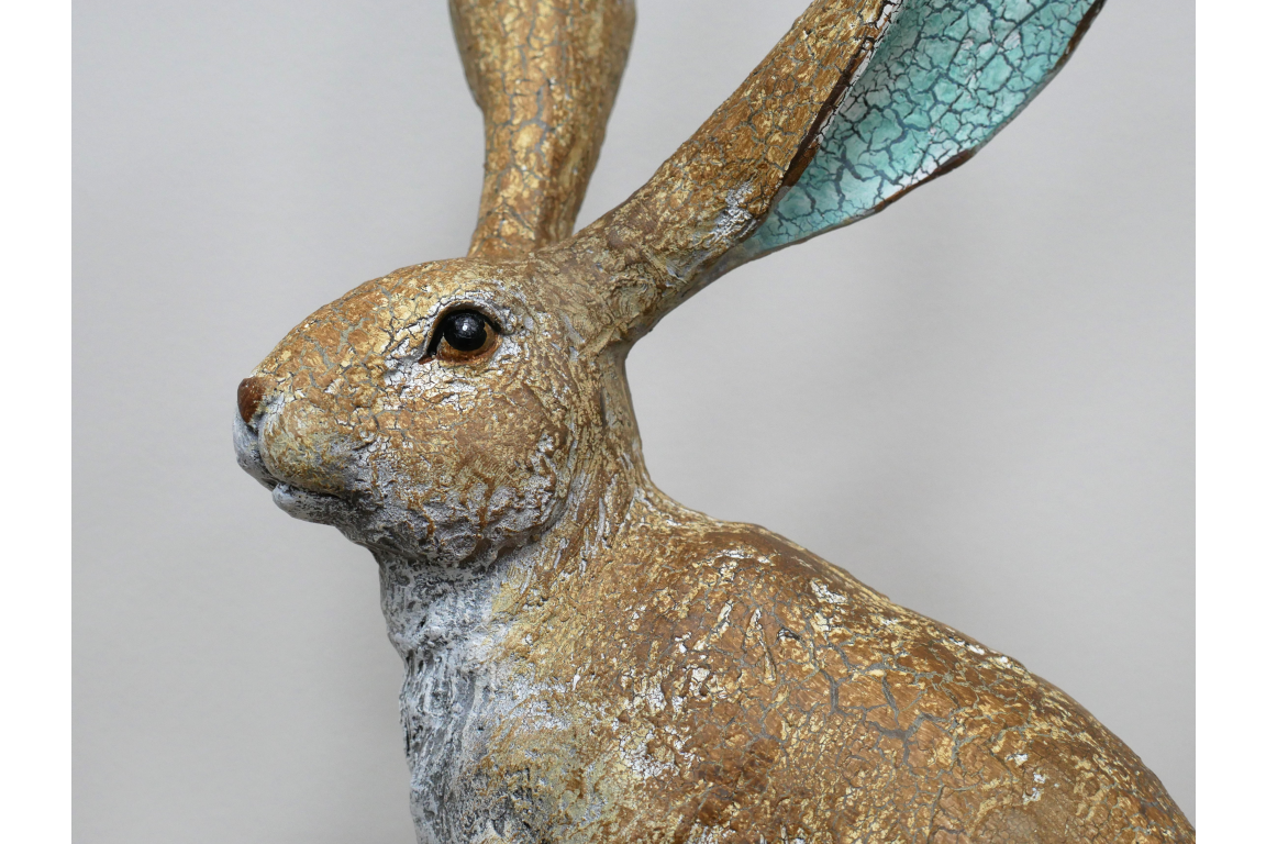Small Sitting Hare Sculpture – Delightful Resin Hare Ornament