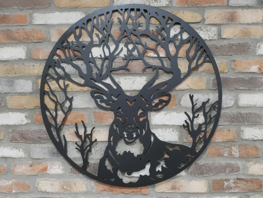 Stags Head Metal Wall Decoration - Elegant Black Wall Art for Outdoor Spaces | Sign of the times Stoke