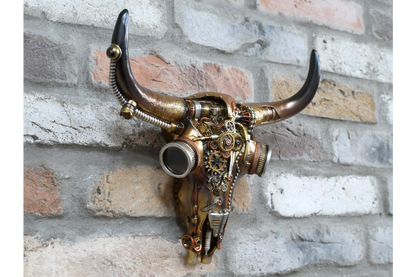 Steampunk Skull Ornament | Gothic Industrial Decor with Mechanical Detail