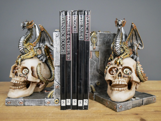 Steampunk Skull Bookends - Ornamental Resin Bookends | Sign of the times Stoke