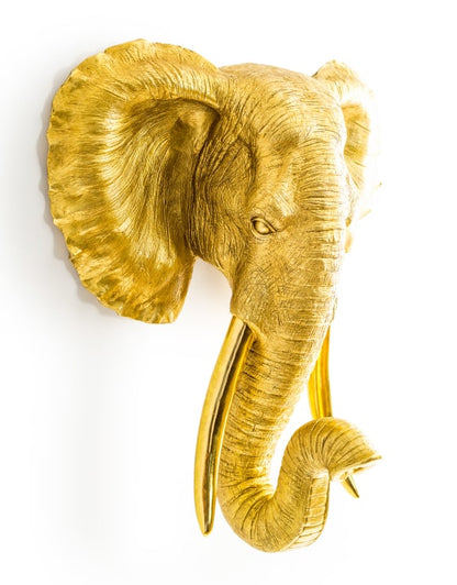 Extra Large Antique Gold Elephant Wall Head – Majestic Resin Sculpture | Sign of the times Stoke