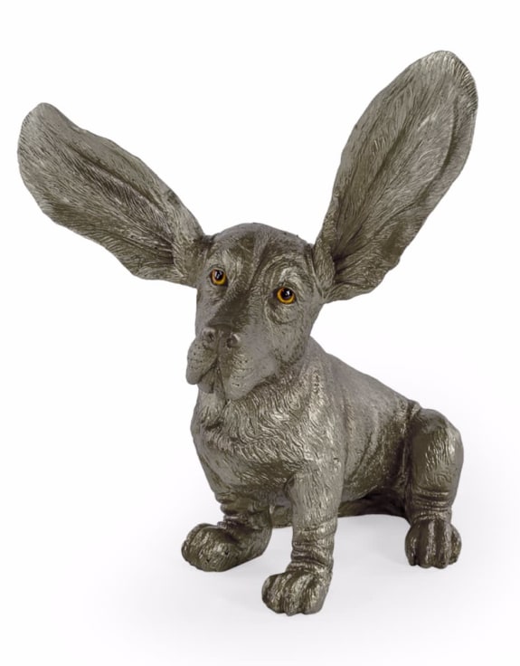 Silver Surprised Basset – Decorative Basset Hound Dog Figure